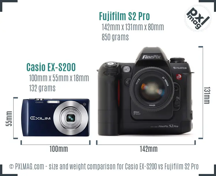 Casio EX-S200 vs Fujifilm S2 Pro size comparison