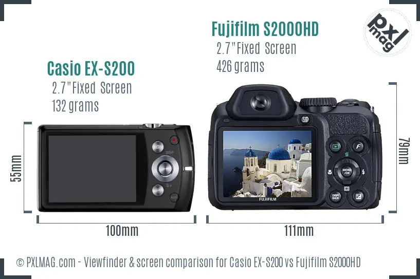 Casio EX-S200 vs Fujifilm S2000HD Screen and Viewfinder comparison Casio EX-S200 vs Fujifilm S2000HD Screen and Viewfinder comparison