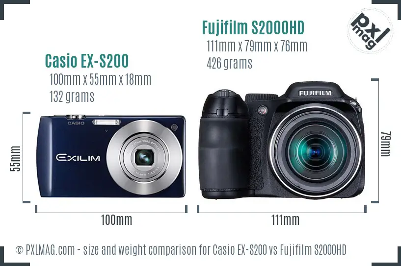 Casio EX-S200 vs Fujifilm S2000HD size comparison Casio EX-S200 vs Fujifilm S2000HD size comparison