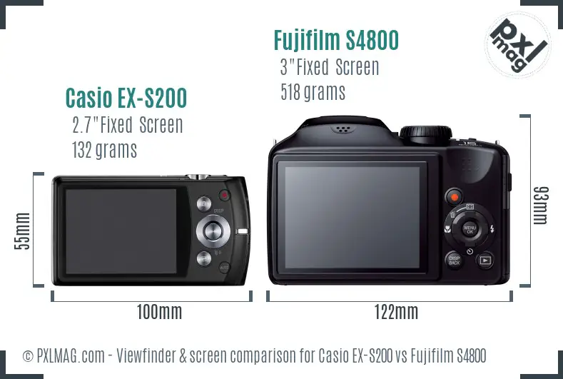 Casio EX-S200 vs Fujifilm S4800 Screen and Viewfinder comparison Casio EX-S200 vs Fujifilm S4800 Screen and Viewfinder comparison