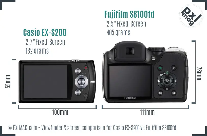 Casio EX-S200 vs Fujifilm S8100fd Screen and Viewfinder comparison Casio EX-S200 vs Fujifilm S8100fd Screen and Viewfinder comparison