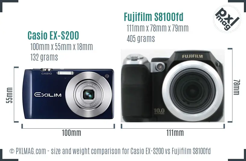 Casio EX-S200 vs Fujifilm S8100fd size comparison Casio EX-S200 vs Fujifilm S8100fd size comparison