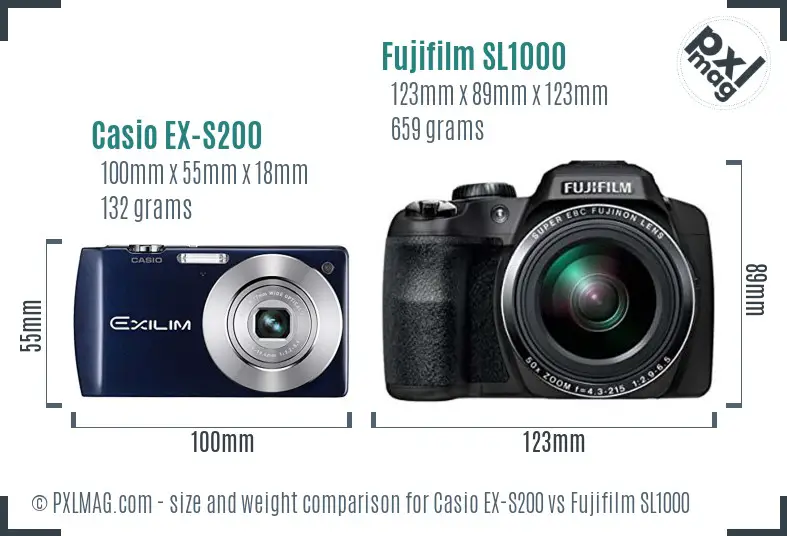 Casio EX-S200 vs Fujifilm SL1000 size comparison Casio EX-S200 vs Fujifilm SL1000 size comparison