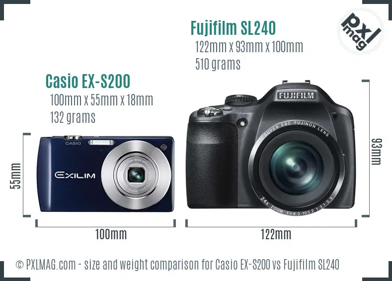 Casio EX-S200 vs Fujifilm SL240 size comparison