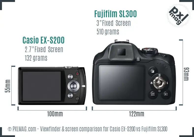 Casio EX-S200 vs Fujifilm SL300 Screen and Viewfinder comparison Casio EX-S200 vs Fujifilm SL300 Screen and Viewfinder comparison