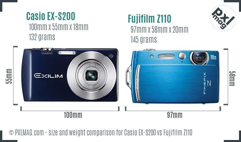 Casio EX-S200 vs Fujifilm Z110 size comparison Casio EX-S200 vs Fujifilm Z110 size comparison