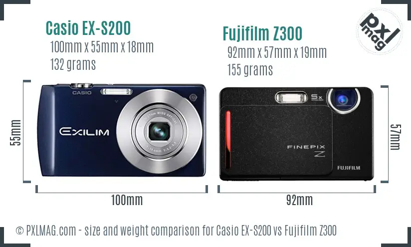 Casio EX-S200 vs Fujifilm Z300 size comparison Casio EX-S200 vs Fujifilm Z300 size comparison