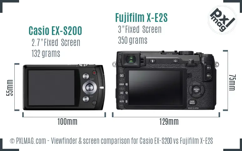 Casio EX-S200 vs Fujifilm X-E2S Screen and Viewfinder comparison