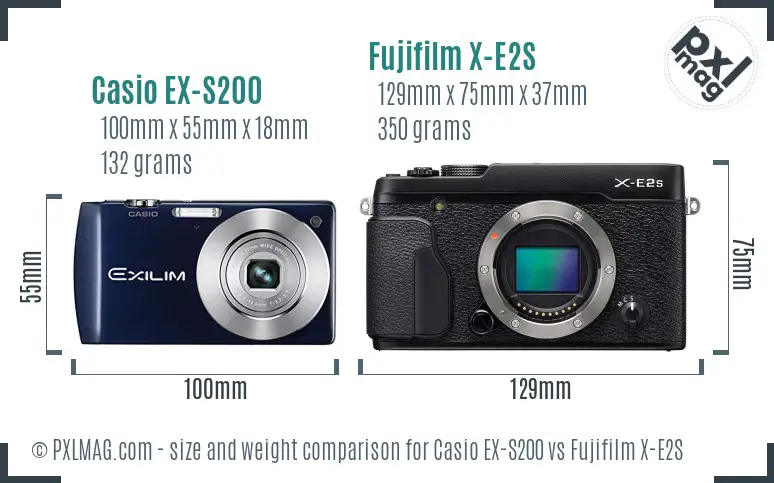 Casio EX-S200 vs Fujifilm X-E2S size comparison