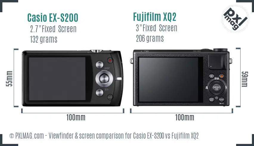Casio EX-S200 vs Fujifilm XQ2 Screen and Viewfinder comparison