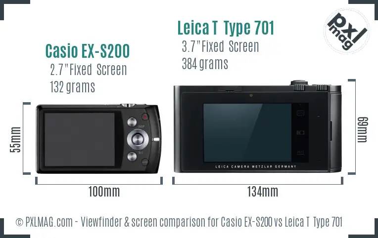 Casio EX-S200 vs Leica T  Type 701 Screen and Viewfinder comparison