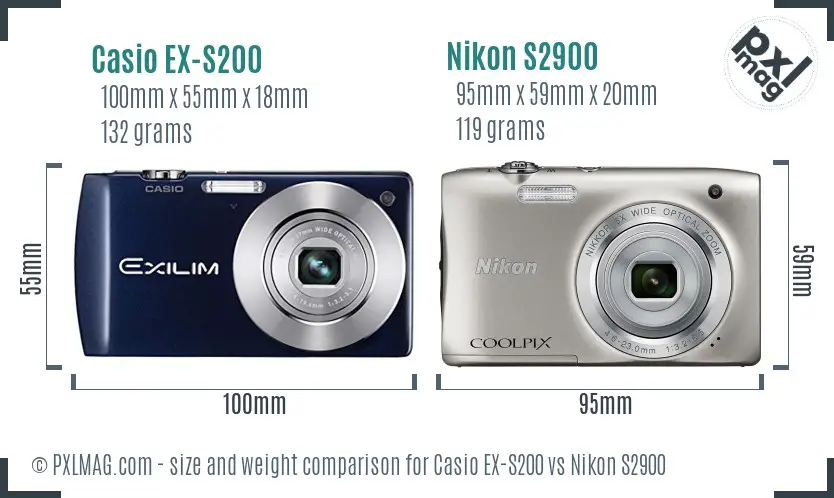 Casio EX-S200 vs Nikon S2900 size comparison