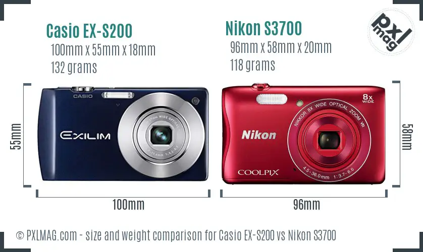 Casio EX-S200 vs Nikon S3700 size comparison