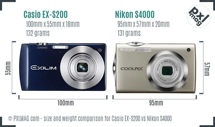 Casio EX-S200 vs Nikon S4000 size comparison