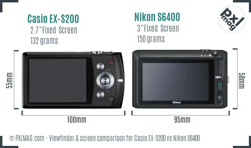 Casio EX-S200 vs Nikon S6400 Screen and Viewfinder comparison