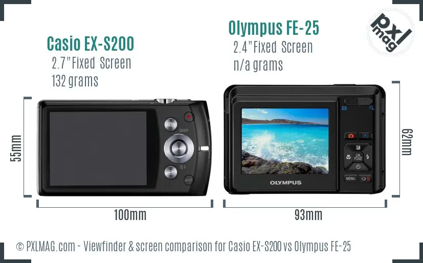 Casio EX-S200 vs Olympus FE-25 Screen and Viewfinder comparison Casio EX-S200 vs Olympus FE-25 Screen and Viewfinder comparison