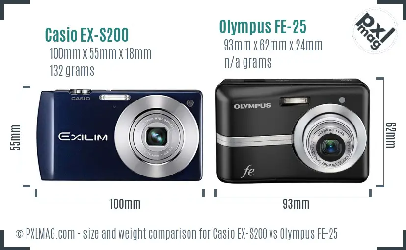 Casio EX-S200 vs Olympus FE-25 size comparison Casio EX-S200 vs Olympus FE-25 size comparison
