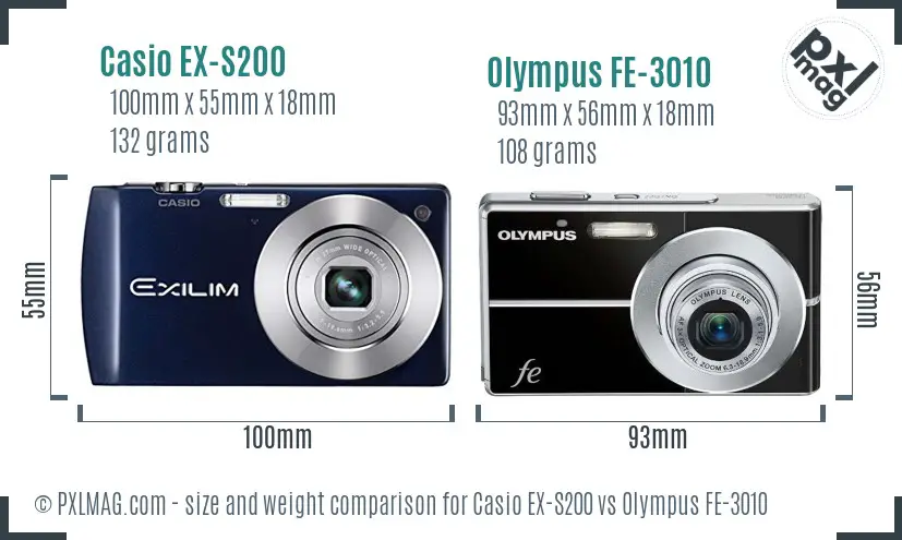 Casio EX-S200 vs Olympus FE-3010 size comparison