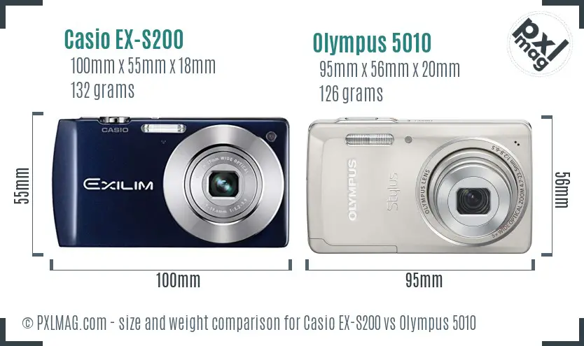 Casio EX-S200 vs Olympus 5010 size comparison