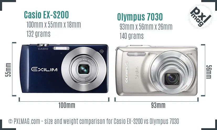 Casio EX-S200 vs Olympus 7030 size comparison