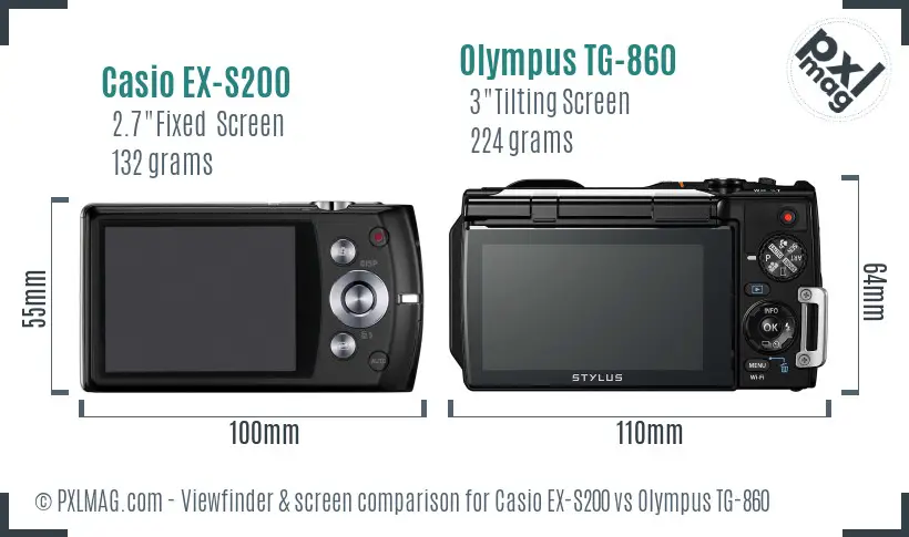 Casio EX-S200 vs Olympus TG-860 Screen and Viewfinder comparison Casio EX-S200 vs Olympus TG-860 Screen and Viewfinder comparison