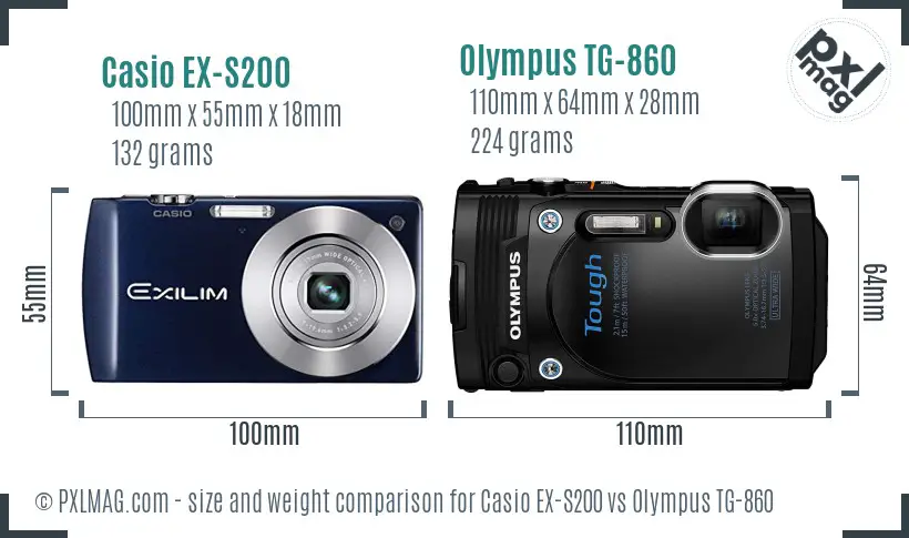 Casio EX-S200 vs Olympus TG-860 size comparison Casio EX-S200 vs Olympus TG-860 size comparison