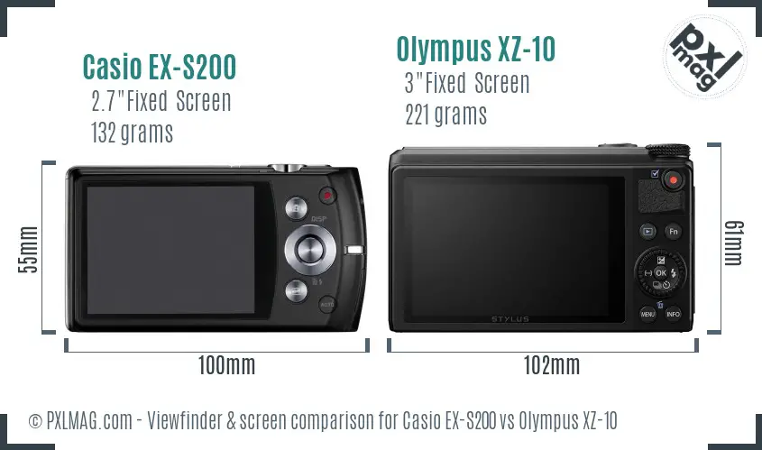 Casio EX-S200 vs Olympus XZ-10 Screen and Viewfinder comparison