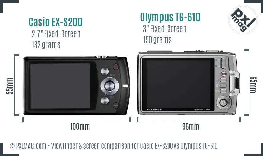 Casio EX-S200 vs Olympus TG-610 Screen and Viewfinder comparison Casio EX-S200 vs Olympus TG-610 Screen and Viewfinder comparison