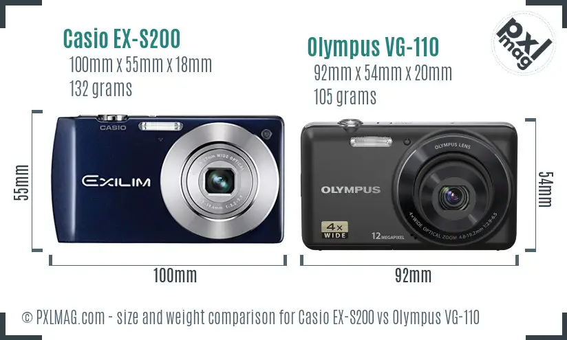 Casio EX-S200 vs Olympus VG-110 size comparison