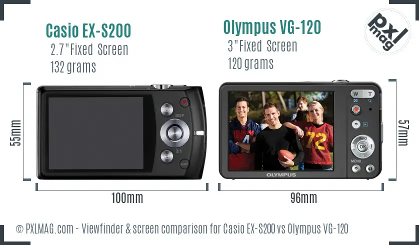 Casio EX-S200 vs Olympus VG-120 Screen and Viewfinder comparison Casio EX-S200 vs Olympus VG-120 Screen and Viewfinder comparison