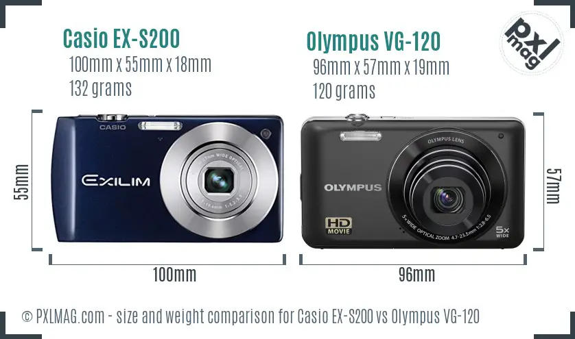 Casio EX-S200 vs Olympus VG-120 size comparison Casio EX-S200 vs Olympus VG-120 size comparison