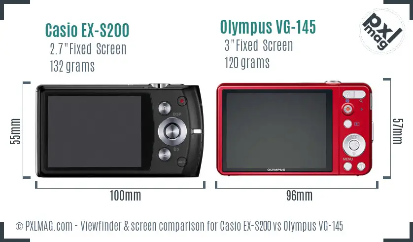 Casio EX-S200 vs Olympus VG-145 Screen and Viewfinder comparison