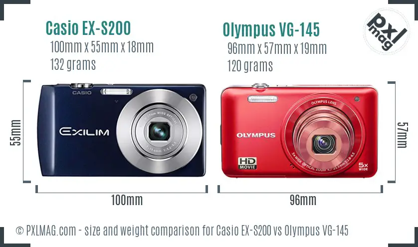 Casio EX-S200 vs Olympus VG-145 size comparison