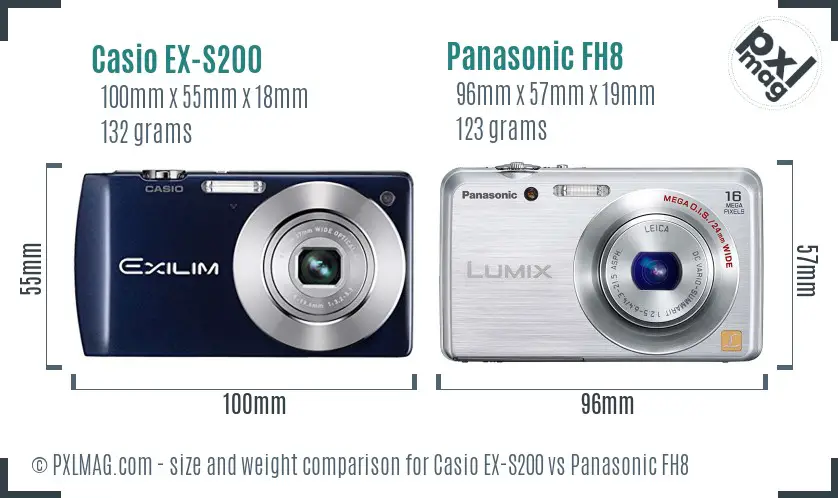 Casio EX-S200 vs Panasonic FH8 size comparison