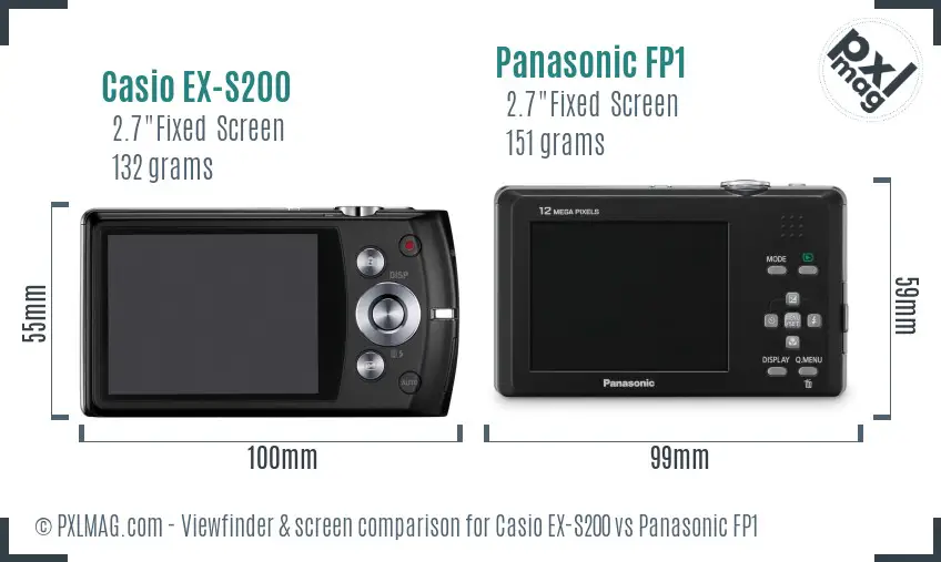 Casio EX-S200 vs Panasonic FP1 Screen and Viewfinder comparison