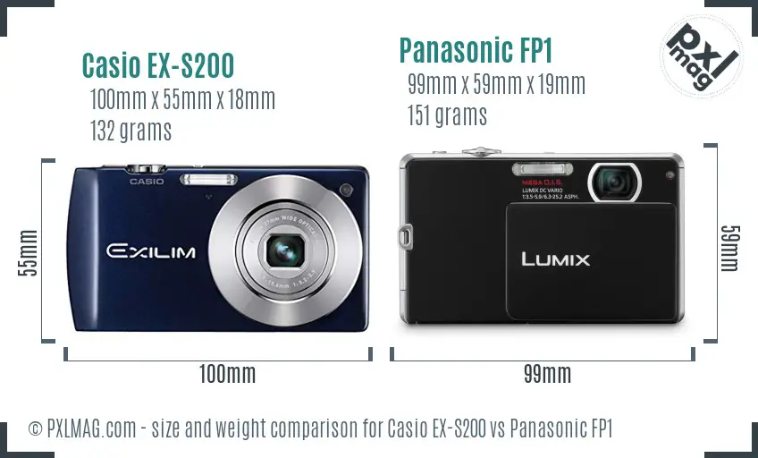 Casio EX-S200 vs Panasonic FP1 size comparison