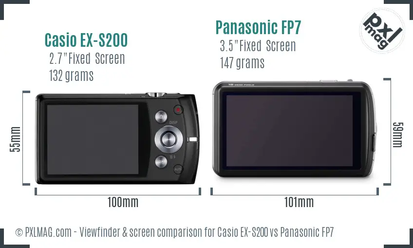 Casio EX-S200 vs Panasonic FP7 Screen and Viewfinder comparison