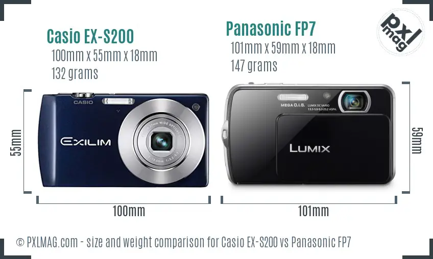 Casio EX-S200 vs Panasonic FP7 size comparison