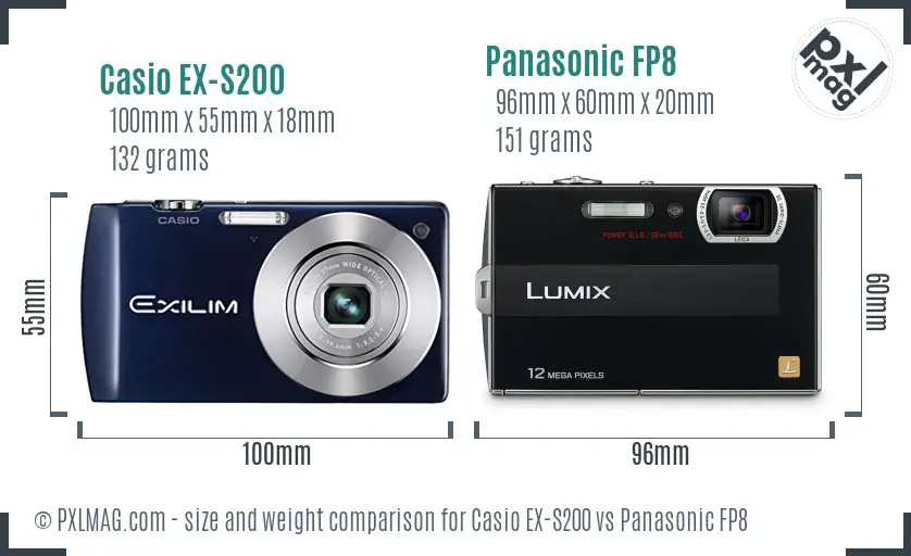 Casio EX-S200 vs Panasonic FP8 size comparison