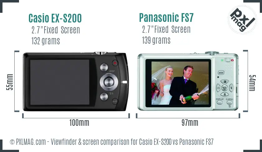 Casio EX-S200 vs Panasonic FS7 Screen and Viewfinder comparison