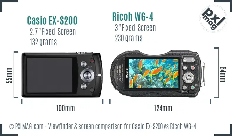 Casio EX-S200 vs Ricoh WG-4 Screen and Viewfinder comparison Casio EX-S200 vs Ricoh WG-4 Screen and Viewfinder comparison
