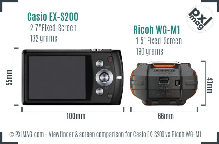 Casio EX-S200 vs Ricoh WG-M1 Screen and Viewfinder comparison