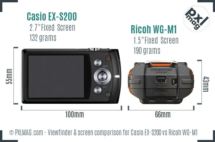 Casio EX-S200 vs Ricoh WG-M1 Screen and Viewfinder comparison Casio EX-S200 vs Ricoh WG-M1 Screen and Viewfinder comparison