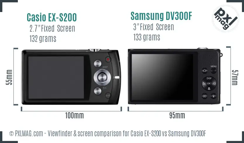 Casio EX-S200 vs Samsung DV300F Screen and Viewfinder comparison Casio EX-S200 vs Samsung DV300F Screen and Viewfinder comparison