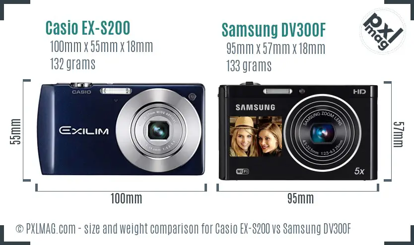 Casio EX-S200 vs Samsung DV300F size comparison Casio EX-S200 vs Samsung DV300F size comparison