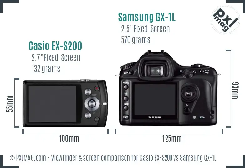 Casio EX-S200 vs Samsung GX-1L Screen and Viewfinder comparison