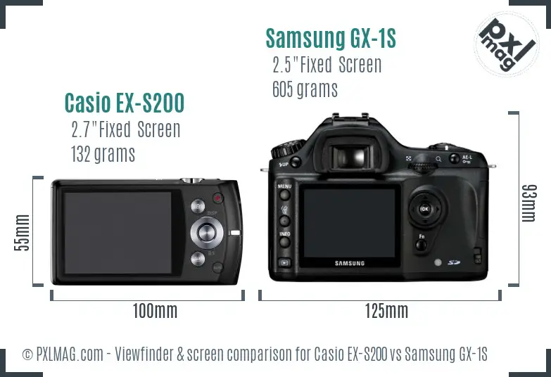 Casio EX-S200 vs Samsung GX-1S Screen and Viewfinder comparison