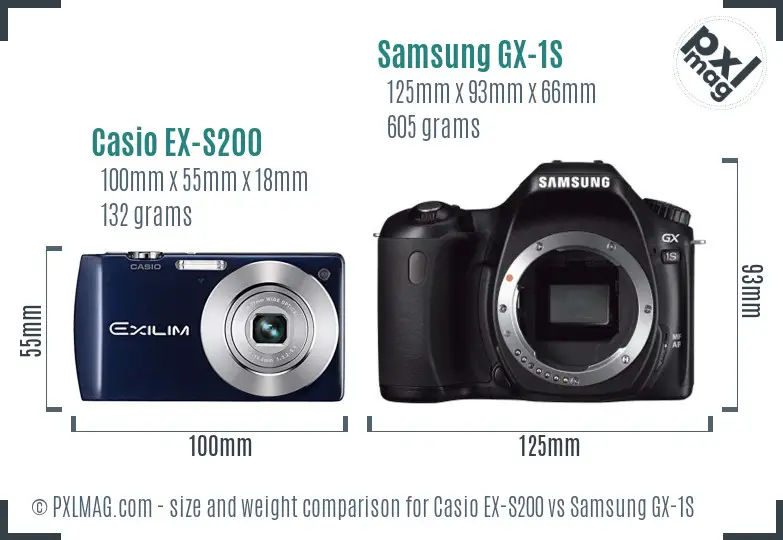 Casio EX-S200 vs Samsung GX-1S size comparison Casio EX-S200 vs Samsung GX-1S size comparison