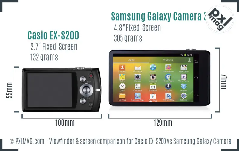 Casio EX-S200 vs Samsung Galaxy Camera 3G Screen and Viewfinder comparison Casio EX-S200 vs Samsung Galaxy Camera 3G Screen and Viewfinder comparison