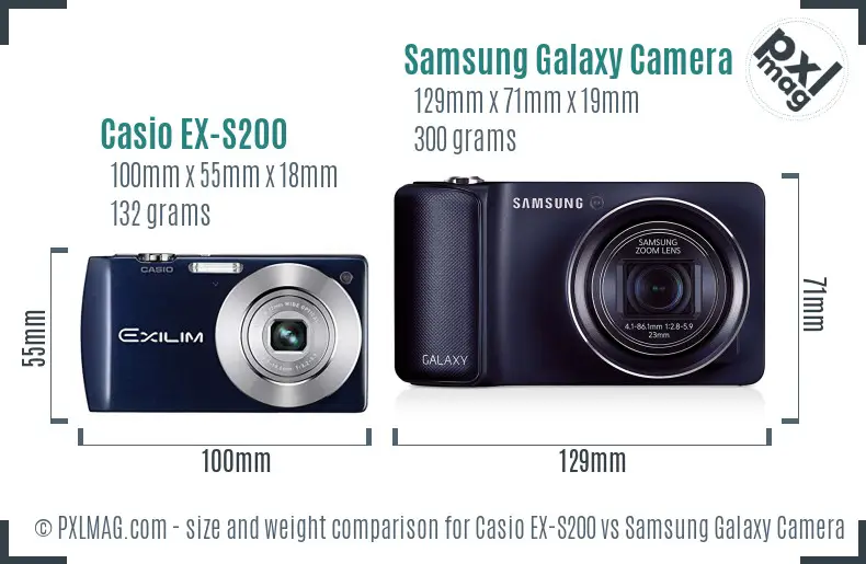 Casio EX-S200 vs Samsung Galaxy Camera size comparison